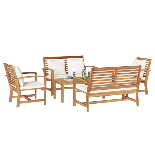 vidaXL Garten-Sofa-Set Natur Teak-Massivholz