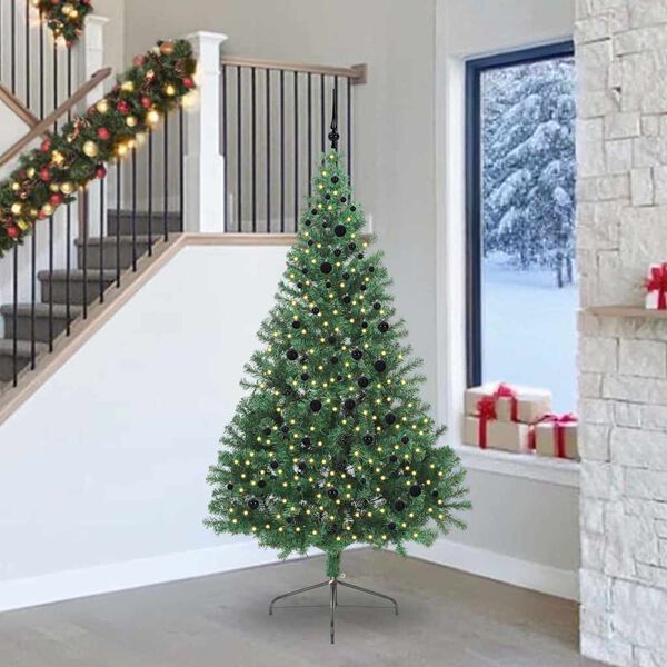 vidaXL K&uuml;nstlicher vorbeleuchteter Weihnachtsbaum Gr&uuml;n 240 cm PVC