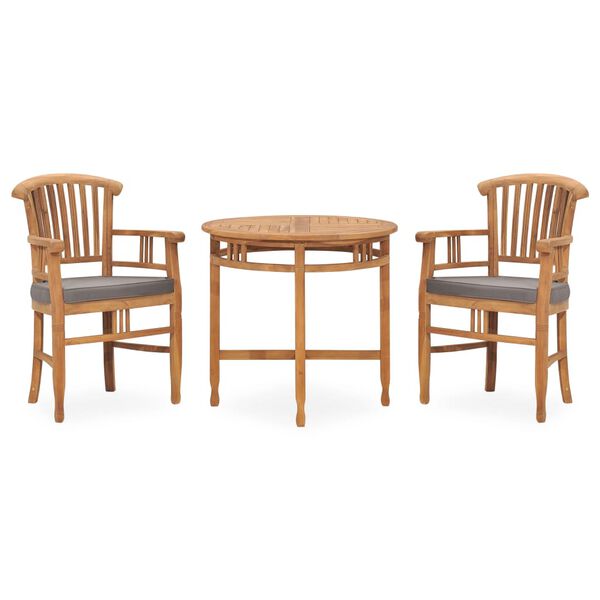 vidaXL 3-tlg. Garten-Essgruppe mit Kissen Massivholz Teak