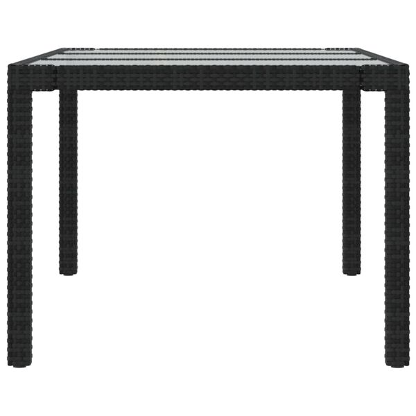 vidaXL Gartentisch Schwarz 190x90x75 cm Gehärtetes Glas Poly Rattan