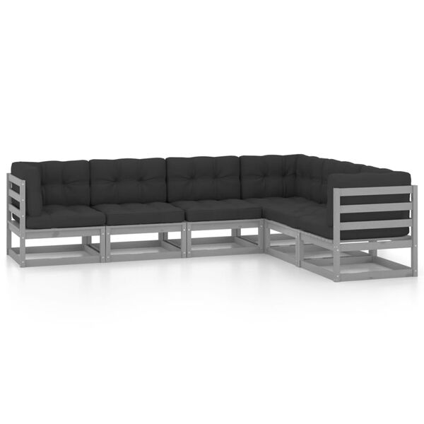 vidaXL 6-tlg. Garten-Lounge-Set mit Kissen Massivholz Kiefer
