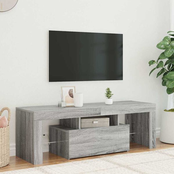 vidaXL TV-Schrank mit LED-Leuchten Grau Sonoma 120x35x40 cm