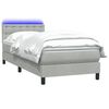 vidaXL Boxspringbett mit Matratze & LED Hellgrau 80x220 cm Samt