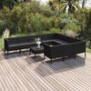 vidaXL 11-tlg. Garten-Lounge-Set mit Auflagen Poly Rattan Schwarz