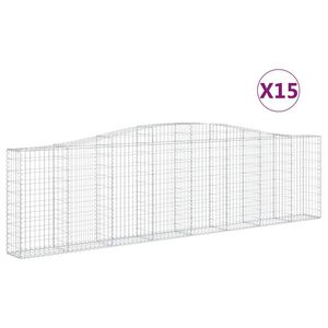 vidaXL Gabionen mit Hochbogen 15Stk. 400x30x100/120cm Verzinktes Eisen