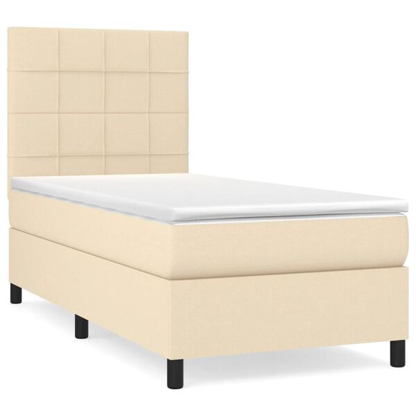 vidaXL Boxspringbett mit Matratze Creme 100x200 cm Stoff