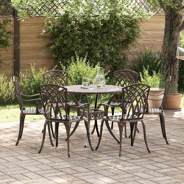 vidaXL Garten Essgruppe 7 pcs Bronze Aluminium