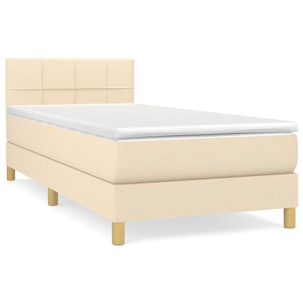 vidaXL Boxspringbett mit Matratze Creme 80x200 cm Stoff