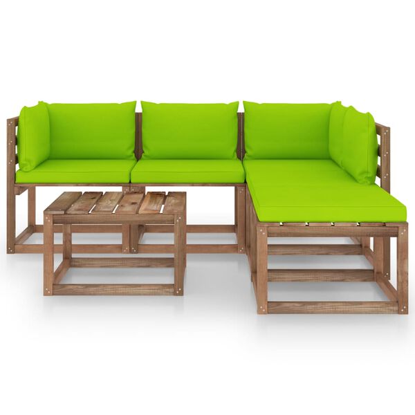 vidaXL 6-tlg. Garten-Lounge-Set aus Paletten mit Kissen Kiefernholz