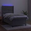 vidaXL Boxspringbett mit Matratze & LED Hellgrau 100x200 cm Samt