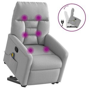 vidaXL Massagesessel mit Aufstehhilfe Wolkengrau Stoff