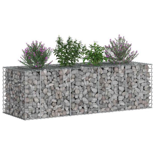 vidaXL Gabionen Hochbeet Silber 180 x 60 x 55 cm Verzinkter Stahl