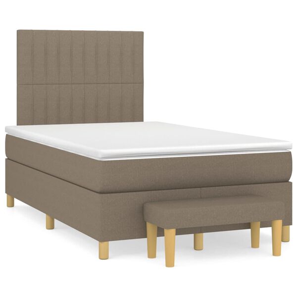 vidaXL Boxspringbett mit Matratze Taupe 120x200 cm Stoff