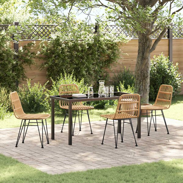vidaXL Garten Essgruppe 5 pcs Braun Pulverbeschichteter Stahl