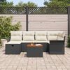 vidaXL Garten-Sofa-Set mit Kissen 7 pcs Schwarz Poly Rattan