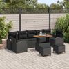 vidaXL Garten-Sofa-Set mit Kissen 10 pcs Schwarz Poly Rattan