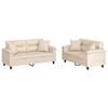 vidaXL 2-tlg. Sofagarnitur mit Kissen Beige Mikrofasergewebe