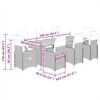 vidaXL 9-tlg. Garten-Bistro-Set mit Kissen Grau Poly Rattan