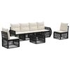 vidaXL Gartensofa-set 7 stk. Schwarz und Cremewei&szlig; Poly-Rattan