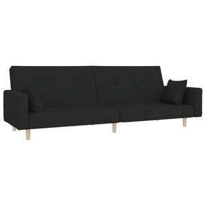 vidaXL Schlafsofa 2-Sitzer mit 2 Kissen Schwarz Stoff