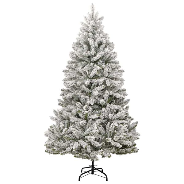 vidaXL K&uuml;nstlicher Weihnachtsbaum Gr&uuml;n und Wei&szlig; 210 cm PVC und Metall