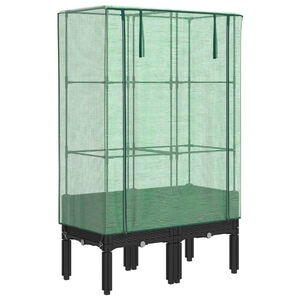 vidaXL Hochbeet mit Gew&auml;chshaus-Aufsatz Rattan-Optik 80x40x140 cm
