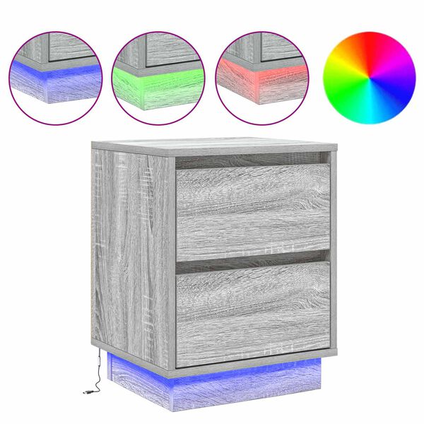 vidaXL Nachttisch mit Schubladen Grau 39 x 34,5 x 50 cm Holzwerkstoff