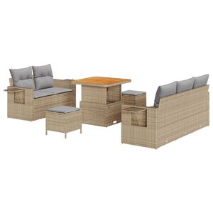 vidaXL Gartensofa-set mit Kissen 10 pcs Beige und Hellgrau Poly-Rattan