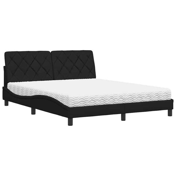 vidaXL Bett mit Matratze Schwarz 160x200 cm Stoff