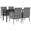 vidaXL 5-tlg. Garten-Essgruppe Grau und Schwarz Poly Rattan und Stahl