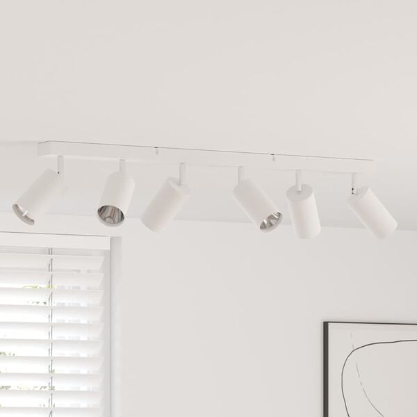 vidaXL Deckenstrahler mit Strahlern Wei&szlig; 73 x 6 x 16 cm Metall