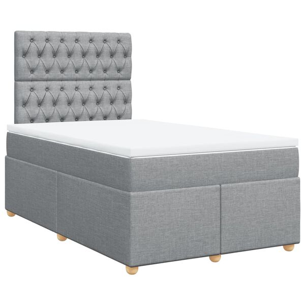 vidaXL Boxspringbett mit Matratze Hellgrau 120x190 cm Stoff