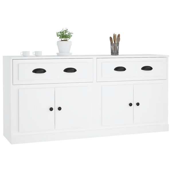 vidaXL Sideboards 2 Stk. Wei&szlig; Holzwerkstoff