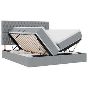 vidaXL LED-Speicherbett mit Matratze Hellgrau 180 x 200 cm Stoff