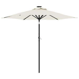 vidaXL Sonnenschirm mit LED und Stahlmast Wei&szlig; 225x225x212 cm