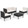 vidaXL 5-tlg. Garten-Lounge-Set mit Auflagen Poly Rattan Schwarz
