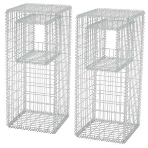 vidaXL Gabionenkorb Pfosten/Pflanzkasten 2 Stk. Stahl 50&times;50&times;120 cm