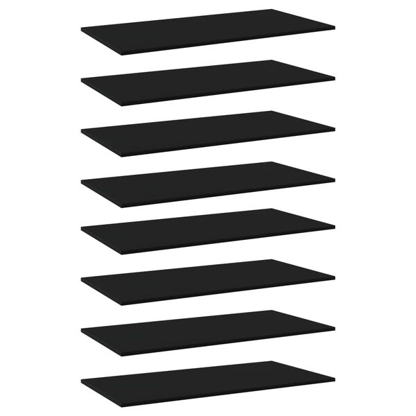 vidaXL Bücherregal-Bretter 8 Stk. Schwarz 80x20x1,5 cm Holzwerkstoff