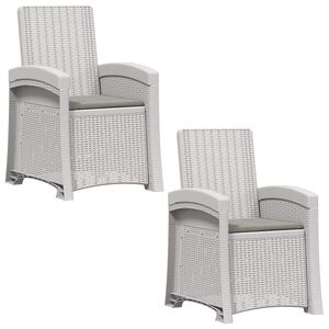 vidaXL Liegesessel Garten Rattan-Optik 2 stk. Wei&szlig; und Hellgrau PP