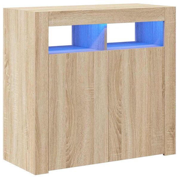 vidaXL Sideboard mit LED-Leuchten Sonoma-Eiche 80x35x75 cm