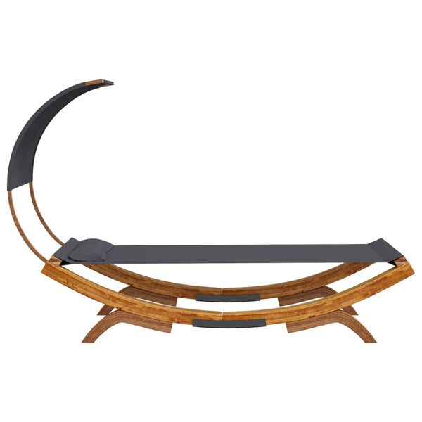 vidaXL Sonnenliege mit Dach 100x200x126 cm Bugholz Massiv Anthrazit