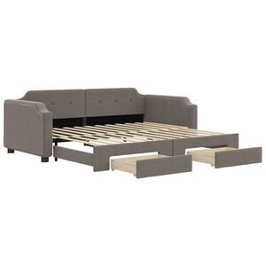 vidaXL Tagesbett Ausziehbar mit Schubladen Taupe 80x200 cm Stoff