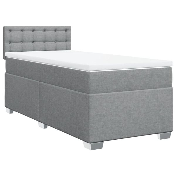 vidaXL Boxspringbett mit Matratze Hellgrau 90x190 cm Stoff