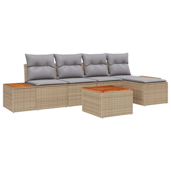 vidaXL Gartensofa-set mit Kissen 6 pcs Beige und Hellgrau Polyrattan