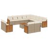 vidaXL 14-tlg. Garten-Sofagarnitur mit Kissen Beige Poly Rattan