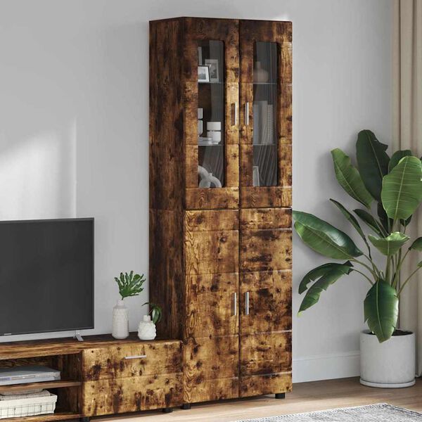 vidaXL Highboard mit Regal FLORIN Ger&auml;ucherte Eiche 60 x 35 x 182 cm