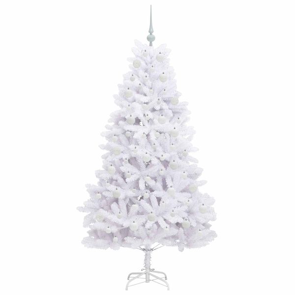 vidaXL K&uuml;nstlicher klappbarer Weihnachtsbaum Wei&szlig; 180 cm PVC und Stahl
