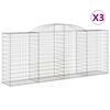 vidaXL Gabionen mit Hochbogen 3 Stk. 300x50x120/140cm Verzinktes Eisen