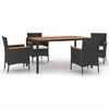 vidaXL 5-tlg. Garten-Essgruppe mit Kissen Schwarz Poly Rattan