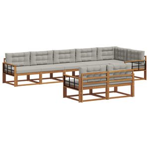 vidaXL Outdoor-Sofagarnitur mit Kissen 8 pcs Nat&uuml;rlich und Hellgrau